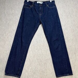 Peppered Denim Women 27 Dark Indigo Selvedge Straight Leg Jeans Raw Denim